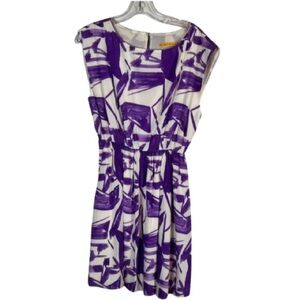 Alice + Olivia Silk Mini Dress Purple Abstract Women’s Size Small Sleeveless